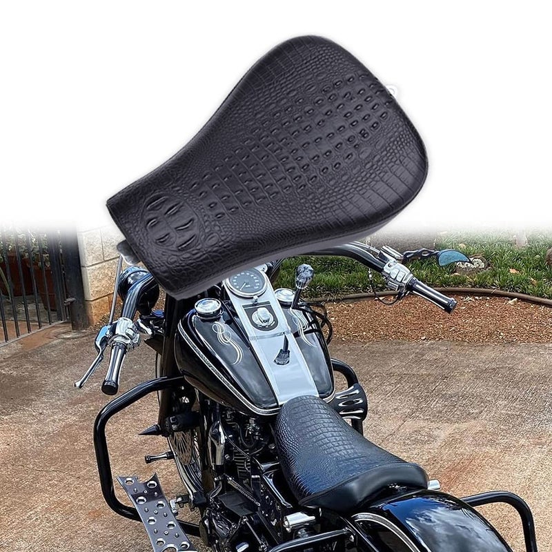 DREAMIZER Motorcycle Front Driver Rider Solo Seat Cushion Compatible with Sportster 48 72 Iron 883 XL883 Forty Eight XL1200 Seventy Two 1200 Crocodile Style Black