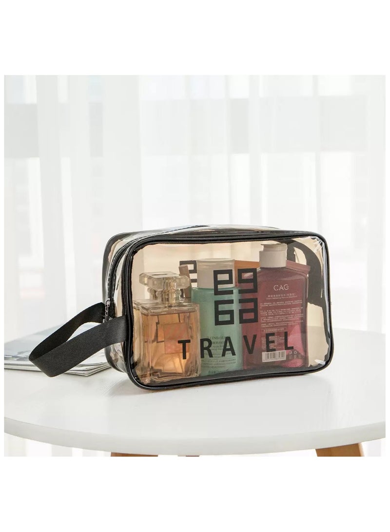 3 قطع حقيبة أدوات زينة شفافة مقاومة للماء من البولي فينيل كلورايد PVC ومجموعة منظم مكياج، مناسبة لمستحضرات التجميل وأدوات الزينة ومستلزمات السفر - Image 4
