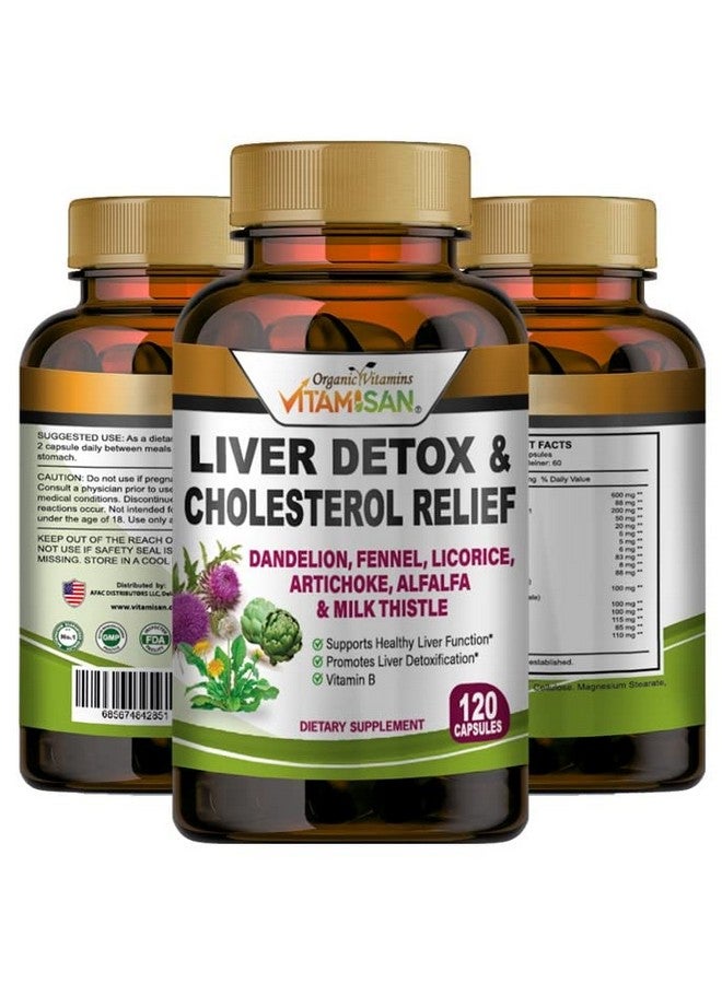 vitamisan Liver Cleanse Detox Supplements with Milk Thistle-Fennel-Alfalfa-Vitamin B-Artichoke-Dandelion Root Support Men & Women 120 Caps Detox Cleanse & Boost Immune - Image 1