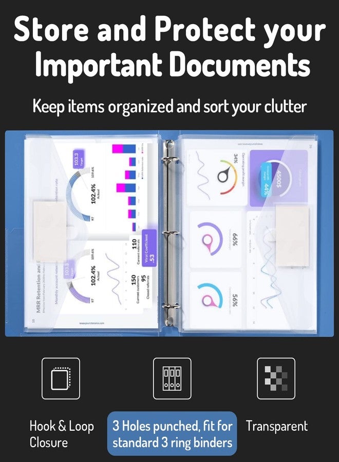 Forvencer Binder Pocket, 10 Pack Super Heavyweight Plastic Folders with Tight Closure, Folders with Pockets Side Loading, Binder Organizer, Binder Dividers with Pockets, Letter Size, Clear - Image 2