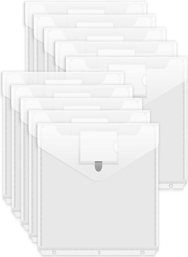 Forvencer Binder Pocket, 10 Pack Super Heavyweight Plastic Folders with Tight Closure, Folders with Pockets Side Loading, Binder Organizer, Binder Dividers with Pockets, Letter Size, Clear - Image 1
