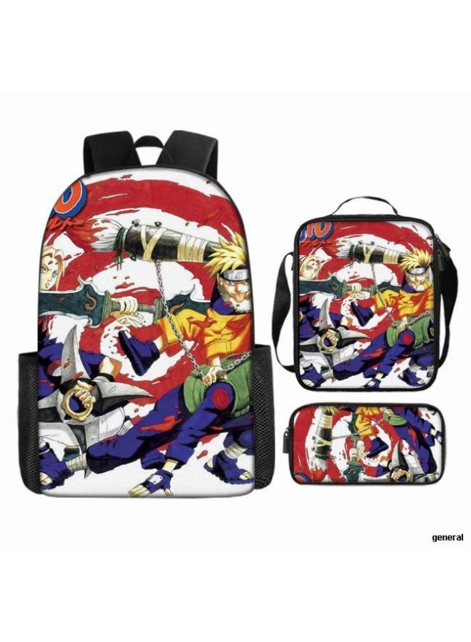general Cartoon printed backpack + hand-held + pen bag set, three-piece practical bag combination (students, children, friends' outings, mountain climbing sports, etc. can be used) - 49 - Image 1
