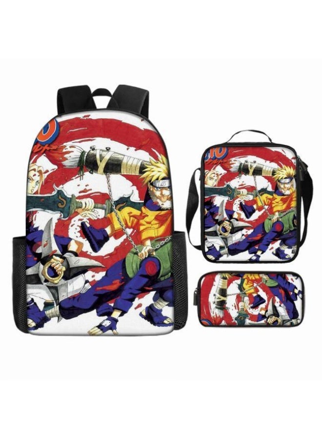 general Cartoon printed backpack + hand-held + pen bag set, three-piece practical bag combination (students, children, friends' outings, mountain climbing sports, etc. can be used) - 49 - Image 2