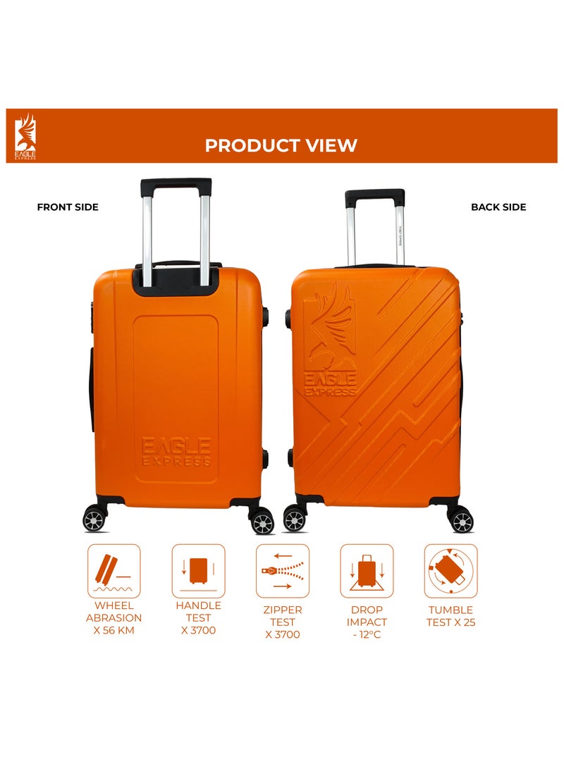 Eagle Express Robust 24 Inch Durable ABS Hard Trolley Suitcase Orange Scratch Resistant Travel Bag - Image 2