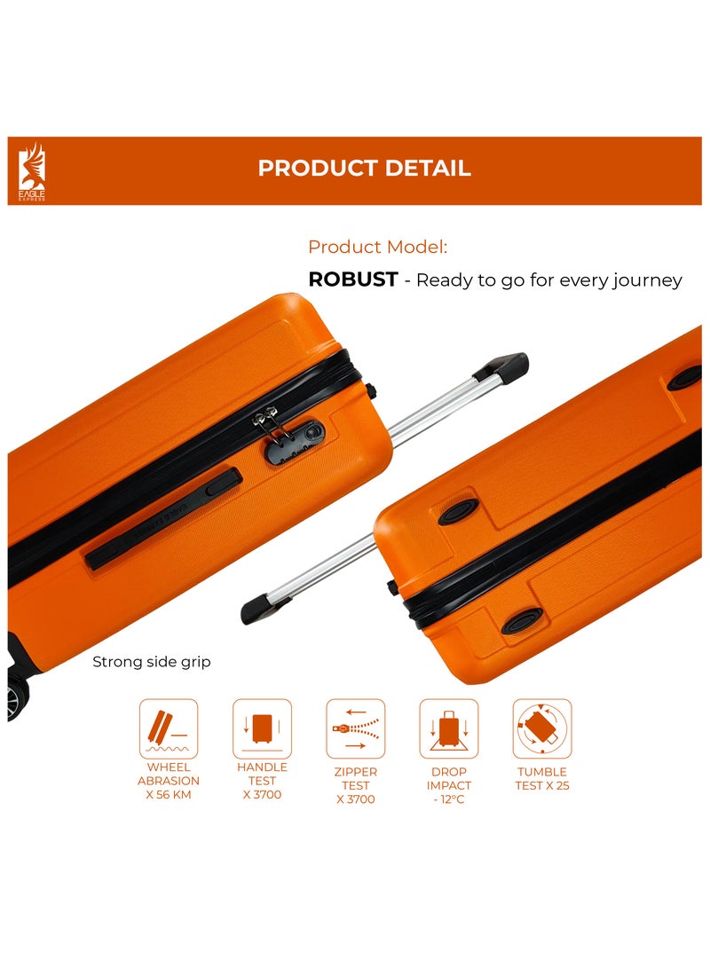 Eagle Express Robust 24 Inch Durable ABS Hard Trolley Suitcase Orange Scratch Resistant Travel Bag - Image 3