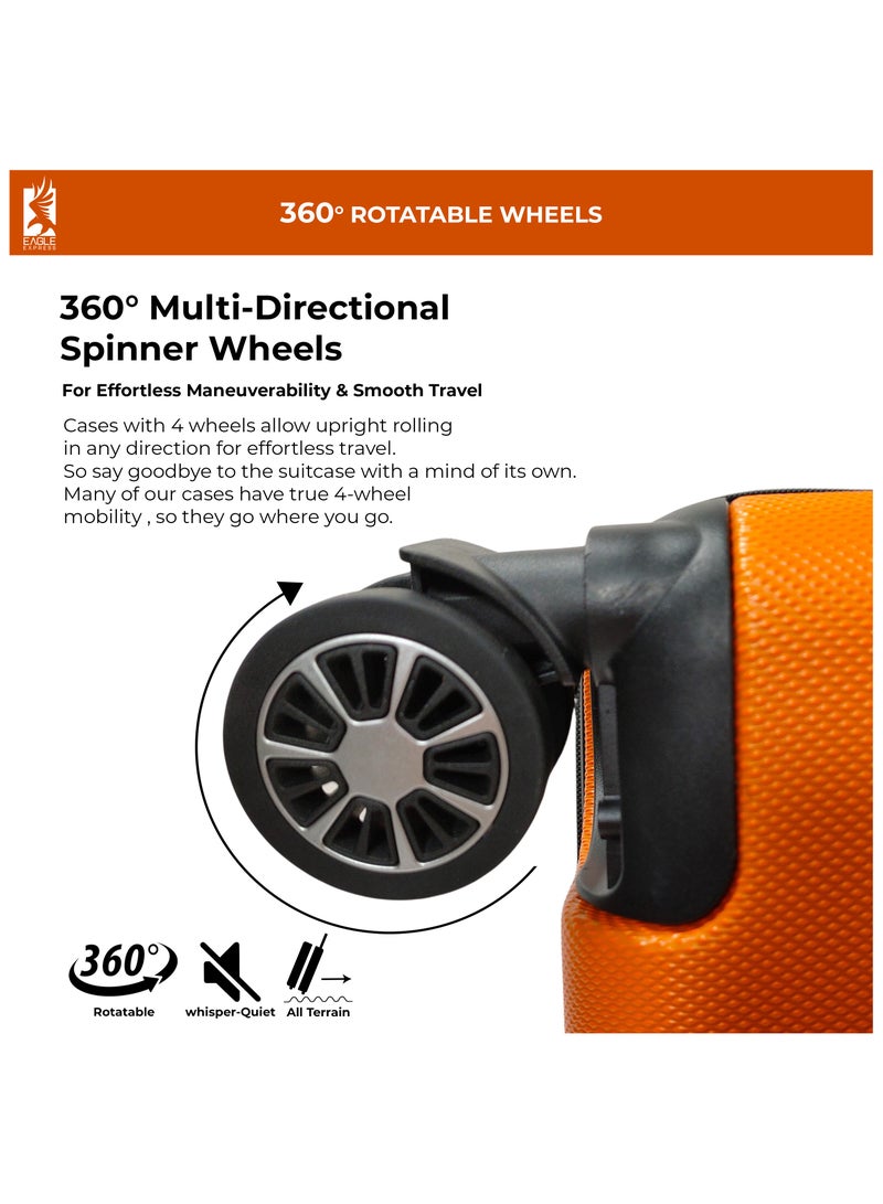 Eagle Express Robust 24 Inch Durable ABS Hard Trolley Suitcase Orange Scratch Resistant Travel Bag - Image 4
