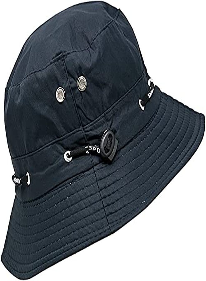 Krystle Solid Unisex Bucket Hat Sport Round Brim Boonie Bush Safari Fishing Hiking Cap Summer-(White & Black)-(Pack of 02) - Image 2