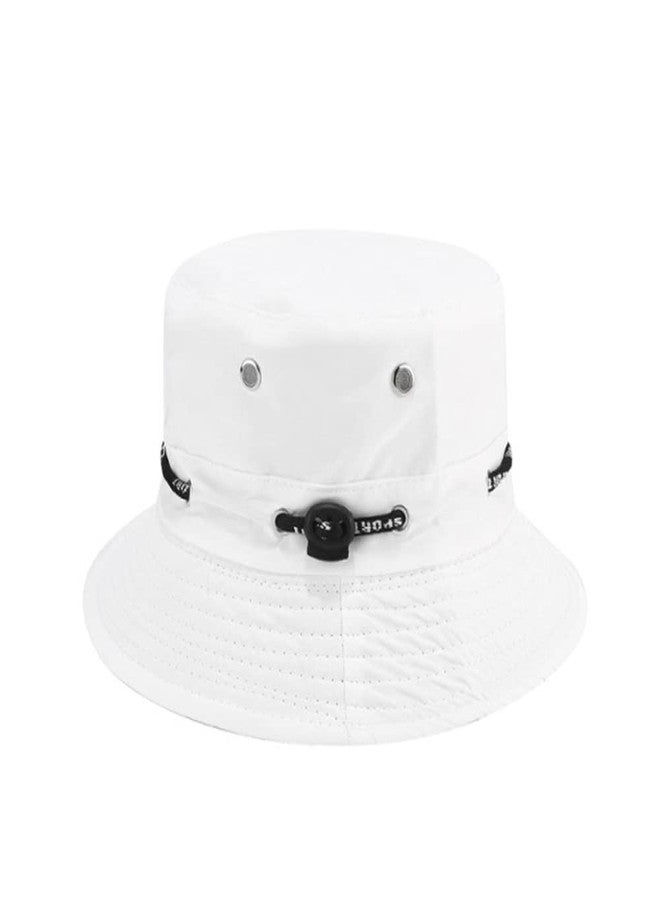 Krystle Solid Unisex Bucket Hat Sport Round Brim Boonie Bush Safari Fishing Hiking Cap Summer-(White & Black)-(Pack of 02) - Image 3