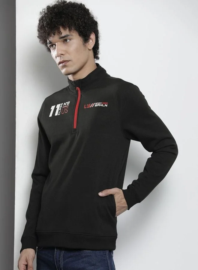 The Indian Garage Co Men Regular Fit Printed High Neck Full Sleeves Sweatshirt