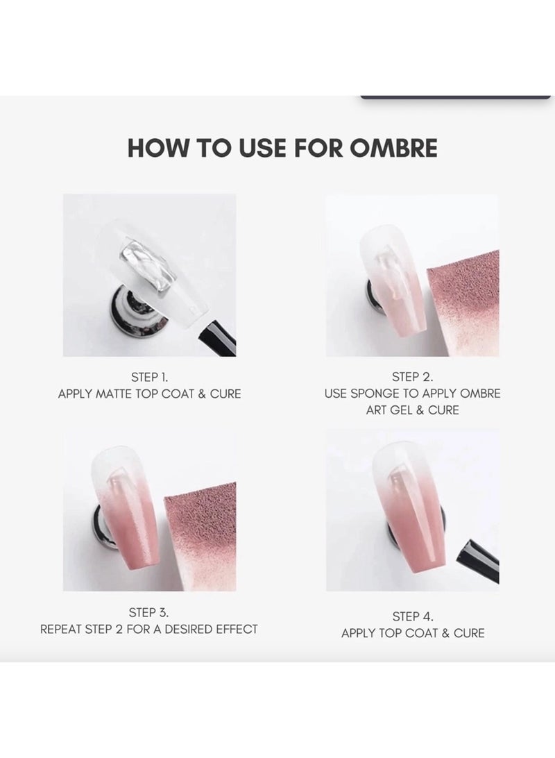 brunson Nail Art Gel - Brunson 2-in-1 Cushion Patting Ombre Nail Art Gel 8gm – UV/LED Nail Gel for Gradient Ombre, French Nail Art & Creative Designs | Sponge & Brush Dual Application Gel for Professional Salon Use - Image 5