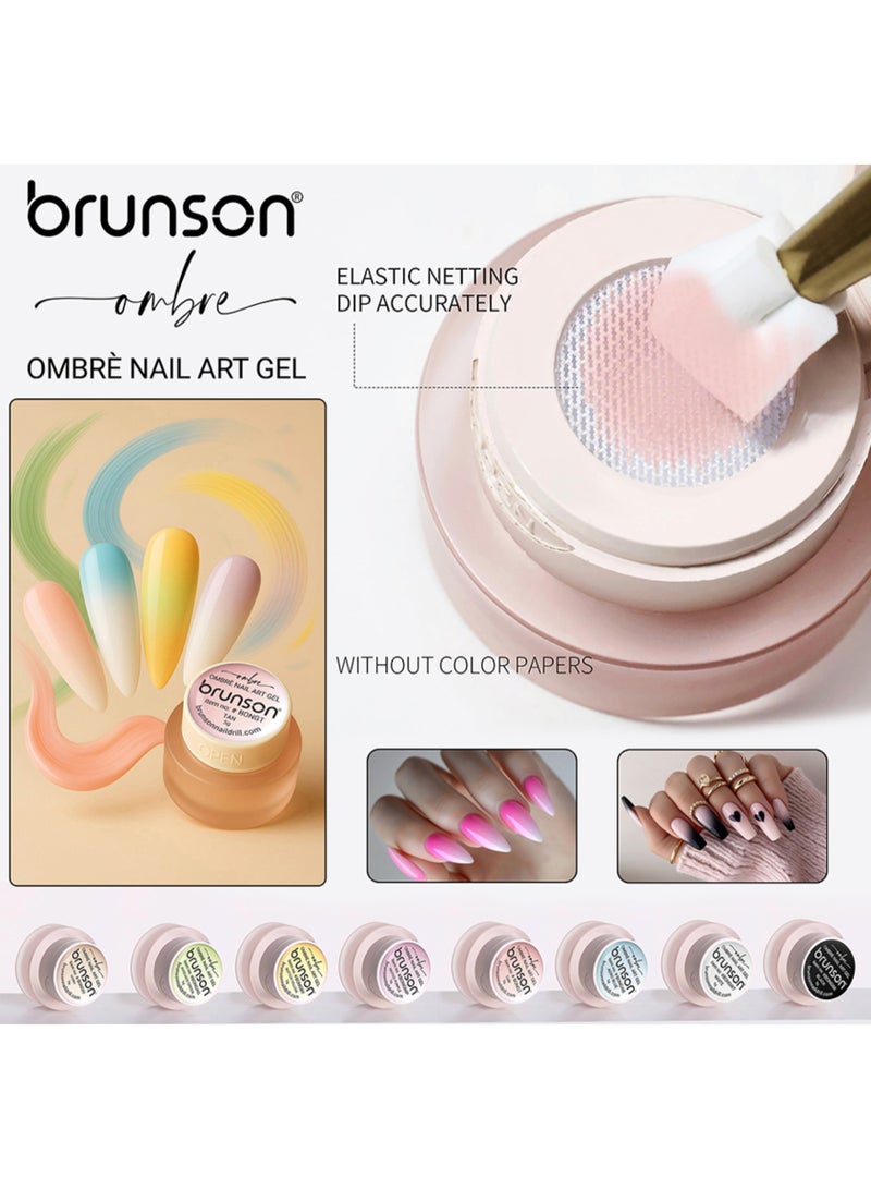 brunson Nail Art Gel - Brunson 2-in-1 Cushion Patting Ombre Nail Art Gel 8gm – UV/LED Nail Gel for Gradient Ombre, French Nail Art & Creative Designs | Sponge & Brush Dual Application Gel for Professional Salon Use - Image 4