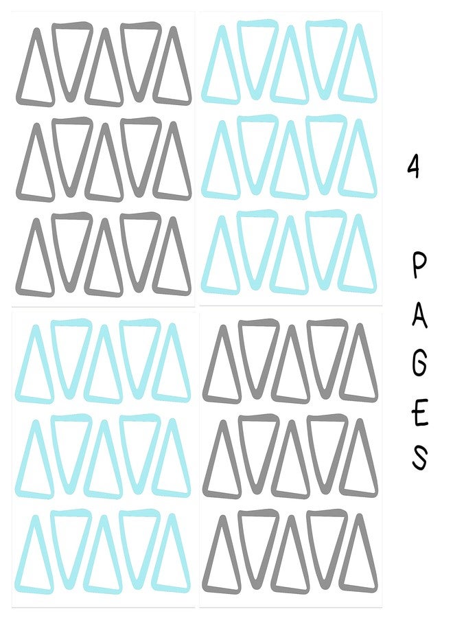 The Boho Design Hand Drawn Transparent Triangle Wall Decals Peel and Stick for Kids, Baby Bedroom Nursery and Living Room. 60 pcs Vinyl Wall Stickers Decor (Grey&Blue) - Image 3