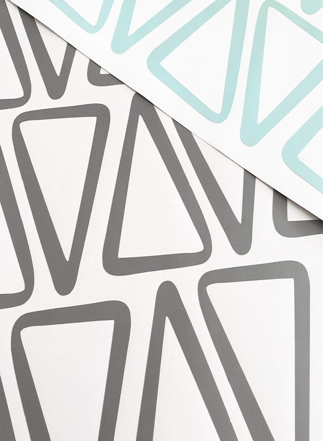 The Boho Design Hand Drawn Transparent Triangle Wall Decals Peel and Stick for Kids, Baby Bedroom Nursery and Living Room. 60 pcs Vinyl Wall Stickers Decor (Grey&Blue) - Image 4