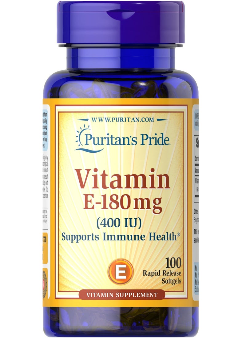 Puritan's Pride - Puritan's Pride Vitamin E-180mg (400 IU) 100 softgels - Image 1