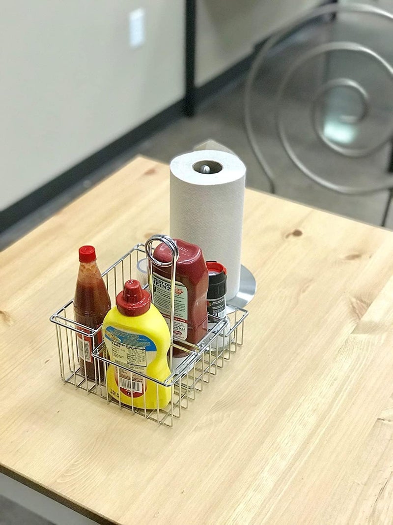 Get G.E.T. 4-21699 Chrome Four Compartment Condiment Caddy Metal Specialty Servingware Collection, 8" x 7" x 9" Tall, Chrome - Image 5