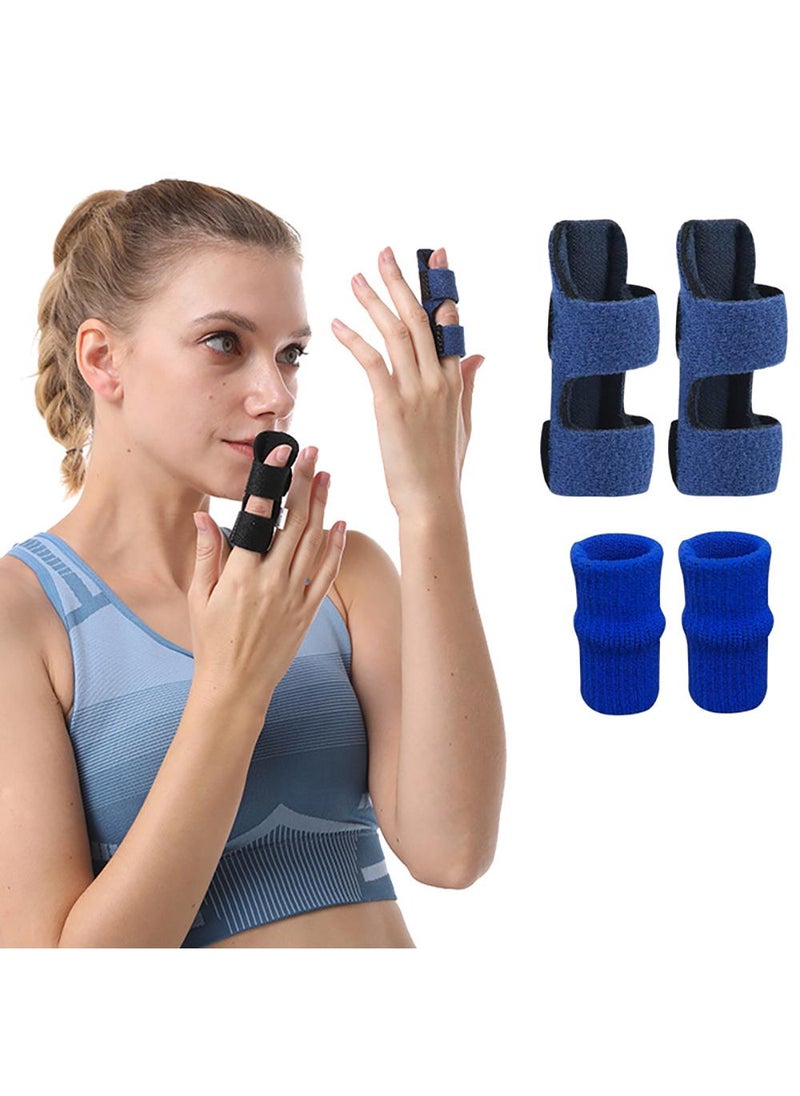 Sweet seven Finger Splints and Sleeves Set - Relieve Pain & Arthritis - 2 Splints + 2 Sleeves - Finger Brace Kit for Fast Relief  - Image 1