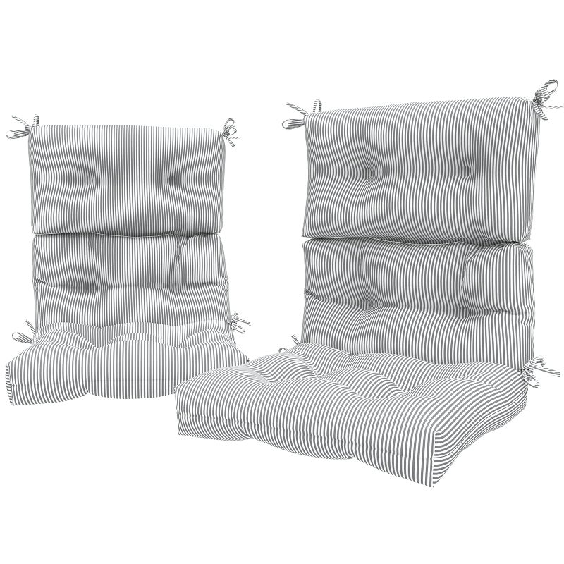 LVTXIII LVTXIII Outdoor 44x22inch High Back Chair Cushions Patio Solid Tufted Adirondack Chair Seat Cushions Seasonal Replacement Rocking Chair Cushion with Ties Set of 2 Strip Grey 