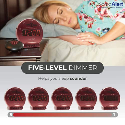Sonic Alert Sonic Bomb Dual Alarm Clock with Bed Shaker, Red Vibrating Alarm Clock Heavy Sleepers, Battery Backup | Wake with a Shake - Image 3