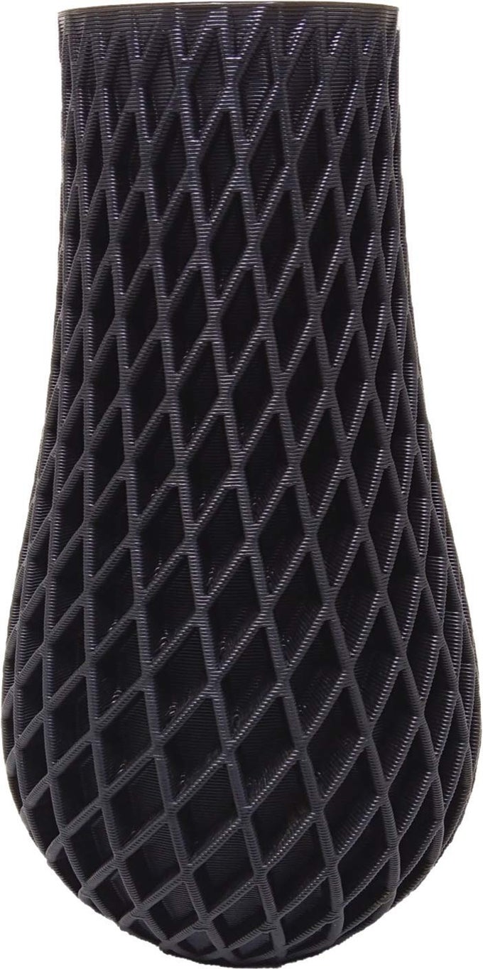 3D PRINTED FLOWER VASE 04 (BLACK PLA PLASTIC)