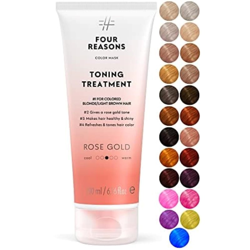 Four Reasons Color Mask  Rose Gold  19 Colors Toning Treatment Color Depositing Conditioner Tone  Enhance ColorTreated Hair  Semi Permanent Hair Dye Vegan and CrueltyFree 676 fl oz