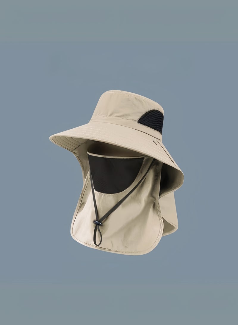 Hiras Sun Hat Hiking Hat for Men Women, UV Protection Fishing & Bucket hat with Removable Mesh Face Neck Flap Cover Outdoor Sports Accessories - Khaki  - Image 1