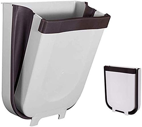 EASY SHOPE Polypropylene Foldable 9L Wall Mounted Hanging Open-Top Garbage Can Waste Dustbin (Multicolor) - Image 1