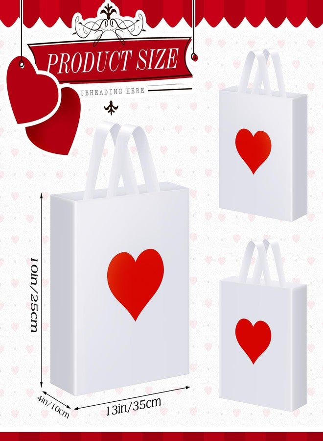 Wesnoy 48 Pcs Valentine's Day Plastic Shopping Bags Bulk 10 x 13'' Large Gift Bags with Handle Valentines Gift Bag Heart Reusable Shopping Bag for Valentine Party Supplies (White) - Image 3