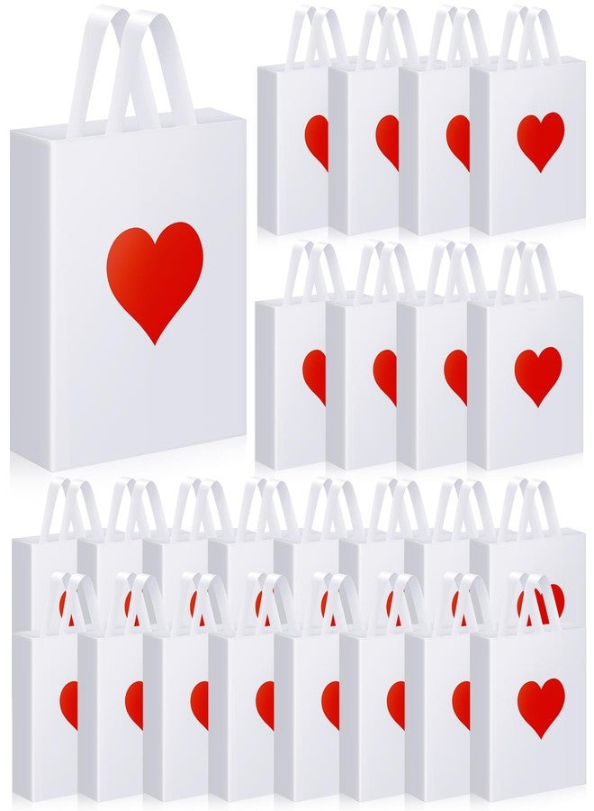 Wesnoy 48 Pcs Valentine's Day Plastic Shopping Bags Bulk 10 x 13'' Large Gift Bags with Handle Valentines Gift Bag Heart Reusable Shopping Bag for Valentine Party Supplies (White) - Image 1
