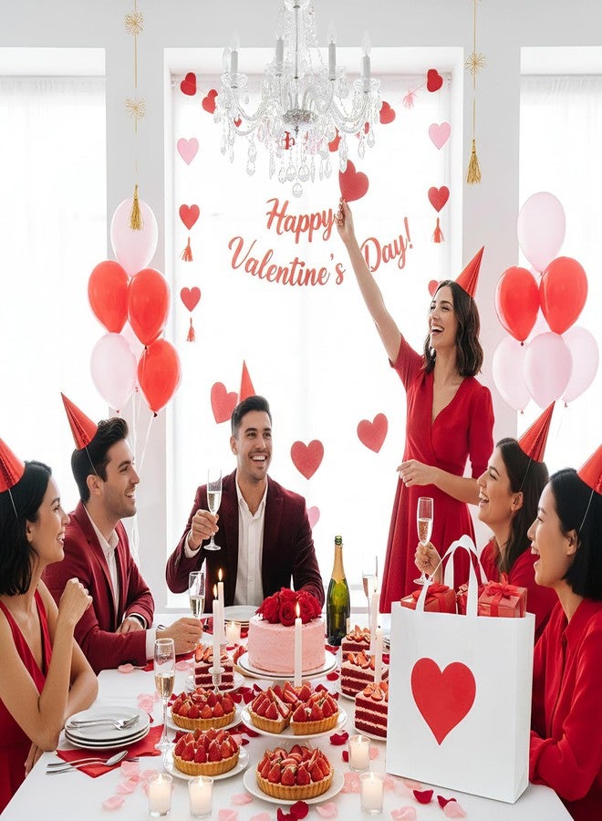 Wesnoy 48 Pcs Valentine's Day Plastic Shopping Bags Bulk 10 x 13'' Large Gift Bags with Handle Valentines Gift Bag Heart Reusable Shopping Bag for Valentine Party Supplies (White) - Image 4