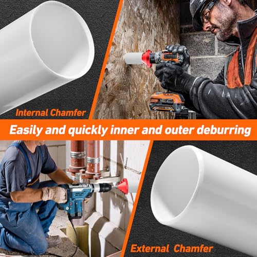 Gohelper 2 in 1 Inner-Outer PVC Deburring Tool, PVC Chamfer Tool, Pipe Deburring Reamer Plumbing Tool for OD 0.92" to 3.89", ID 0.75" to 3.5" PVC, CPVC, ABS, PP, PE Pipe - Image 4