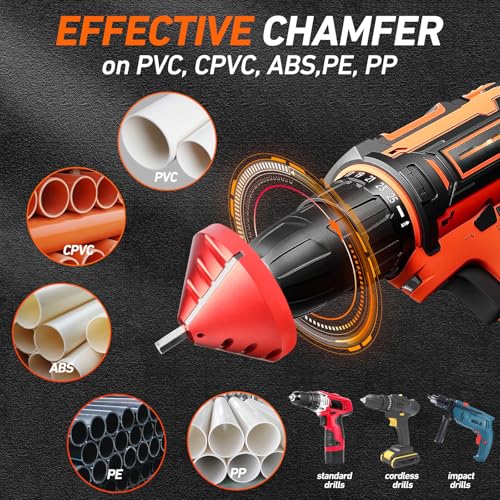 Gohelper 2 in 1 Inner-Outer PVC Deburring Tool, PVC Chamfer Tool, Pipe Deburring Reamer Plumbing Tool for OD 0.92" to 3.89", ID 0.75" to 3.5" PVC, CPVC, ABS, PP, PE Pipe - Image 5