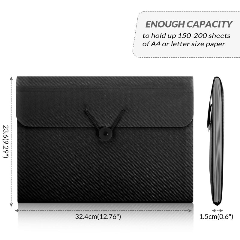 SKYDUE Expanding File Folder with 7 Pockets, Accordion File Organizer, Folders for Documents, Portable Receipt Paper Organizer, Letter Size Filing Folder School Office Supplies, Black - Image 3