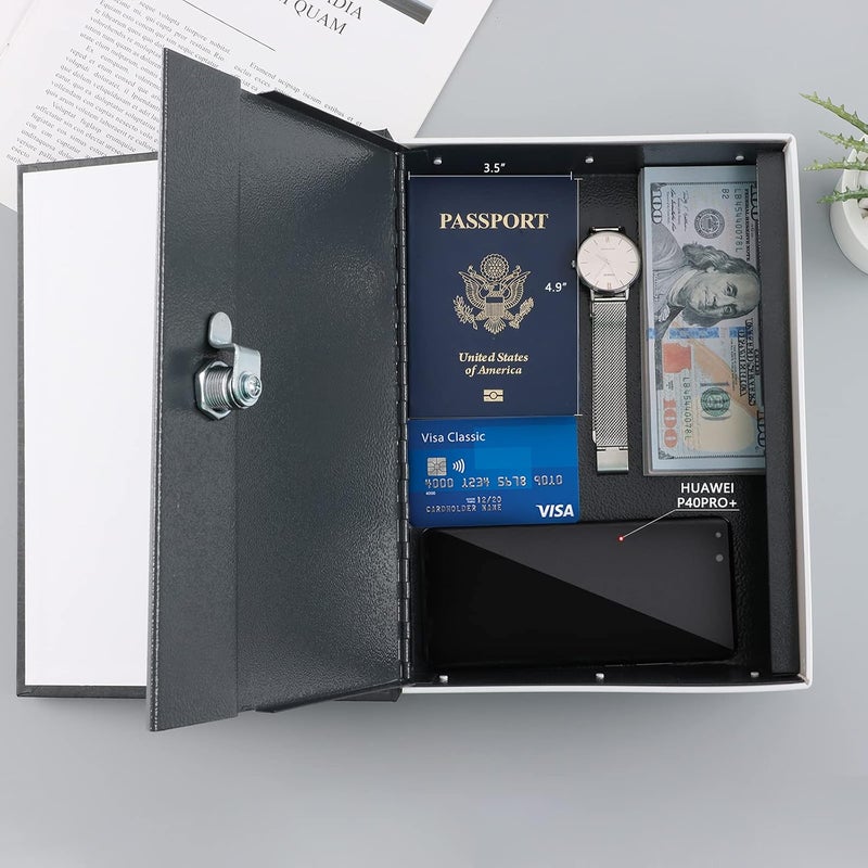 KYODOLED 10.5Inch Book Safe with Key Lock,Extra Large Portable Metal Safe Box, Dictionary Diversion,Secret Book Hidden Safe,10.5" x 7.8" x 2.6" Black Extra Large - Image 5