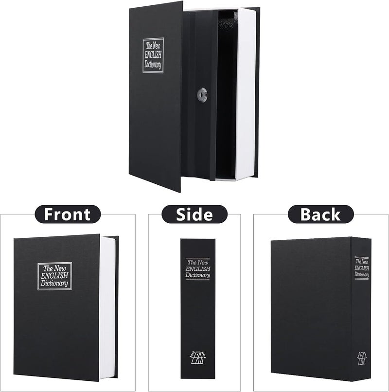 KYODOLED 10.5Inch Book Safe with Key Lock,Extra Large Portable Metal Safe Box, Dictionary Diversion,Secret Book Hidden Safe,10.5" x 7.8" x 2.6" Black Extra Large - Image 2