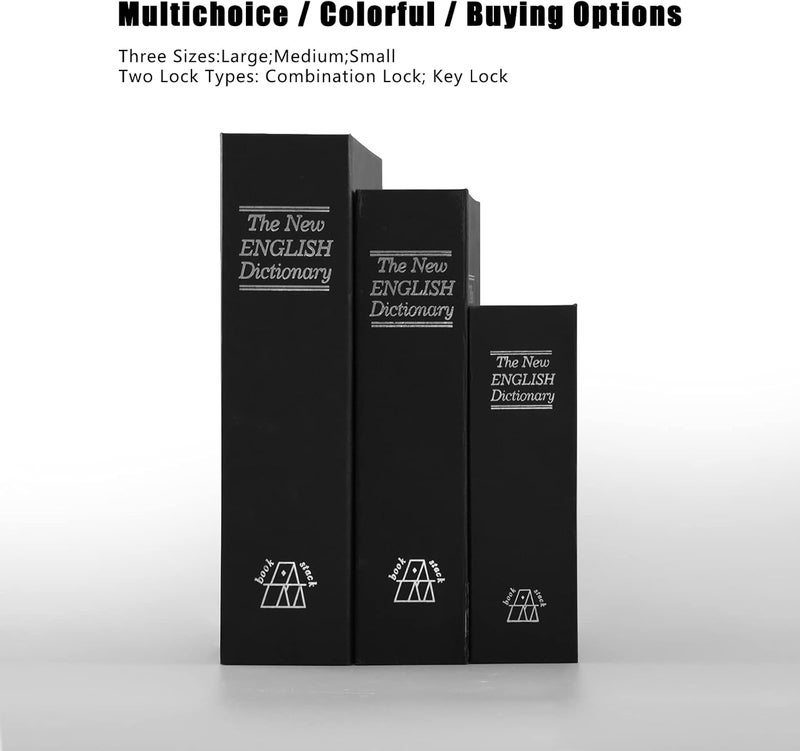 KYODOLED 10.5Inch Book Safe with Key Lock,Extra Large Portable Metal Safe Box, Dictionary Diversion,Secret Book Hidden Safe,10.5" x 7.8" x 2.6" Black Extra Large - Image 4
