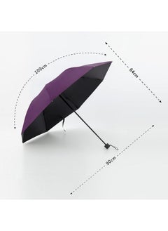 Kuber Industries Kuber Industries 3 Fold Manual Umbrella | Windproof, Sunproof & Rainproof | With Polyester Canopy, Sturdy Steel Shaft & Wrist Straps | Easy to Hold & Carry | Umbrella for Women, Men & Kids |Purple  - Image 2