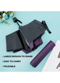Kuber Industries Kuber Industries 3 Fold Manual Umbrella | Windproof, Sunproof & Rainproof | With Polyester Canopy, Sturdy Steel Shaft & Wrist Straps | Easy to Hold & Carry | Umbrella for Women, Men & Kids |Purple  - Image 5