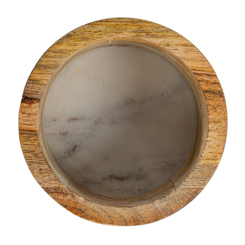 Creative Co-op Mango Wood and Marble Bottle Holder - Image 5