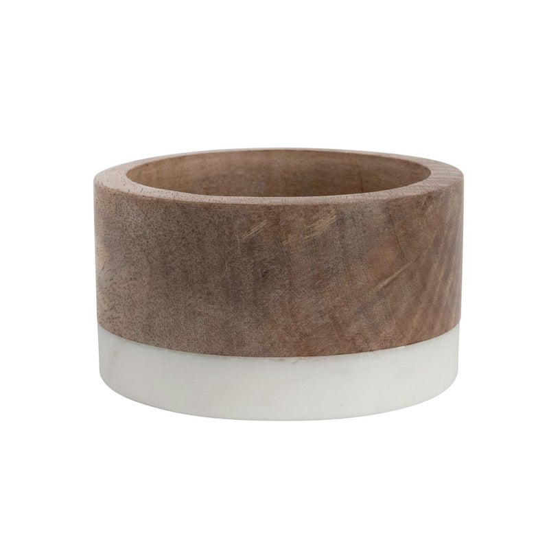 Creative Co-op Mango Wood and Marble Bottle Holder - Image 3