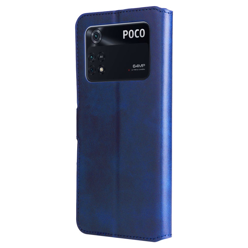 HuHa Protective Cover For Xiaomi Poco M4 Pro Classic Calf Texture PU + TPU Horizontal Flip Leather Case(Blue) - Image 3