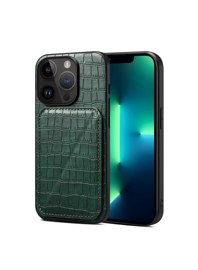 اس-توب جراب خلفي لهاتف iPhone 13 Pro Max مصنوع من جلد التمساح الصناعي مع حامل - Image 1