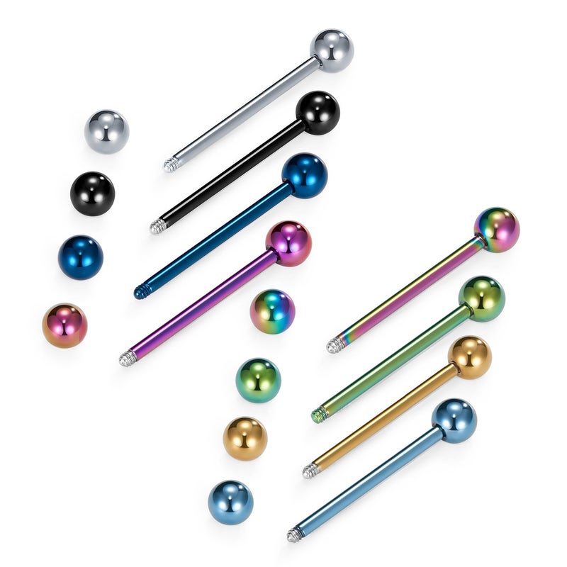 VCMART 9pcs 14G 11/16 inch Tongue Nipple Rings Straight Barbells Body Piercing Jewelry - Image 2