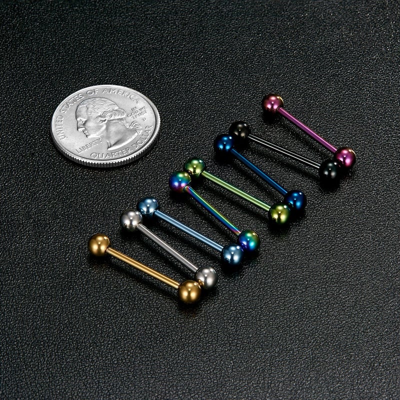 VCMART 9pcs 14G 11/16 inch Tongue Nipple Rings Straight Barbells Body Piercing Jewelry - Image 4