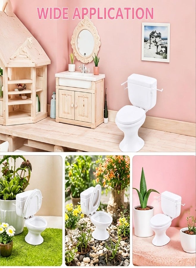 Pluzmecalm 4pcs Mini Toilet Seat Toy, Doll House Furniture 1:12 Miniature Classic Bathroom Toilet Toy Tiny Cake Topper Bathroom Furniture Dollhouse Accessories - Image 4