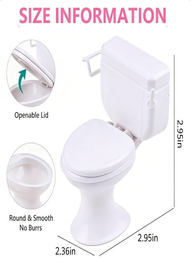 Pluzmecalm 4pcs Mini Toilet Seat Toy, Doll House Furniture 1:12 Miniature Classic Bathroom Toilet Toy Tiny Cake Topper Bathroom Furniture Dollhouse Accessories - Image 2