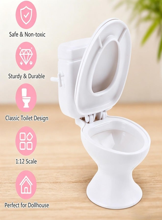Pluzmecalm 4pcs Mini Toilet Seat Toy, Doll House Furniture 1:12 Miniature Classic Bathroom Toilet Toy Tiny Cake Topper Bathroom Furniture Dollhouse Accessories - Image 3