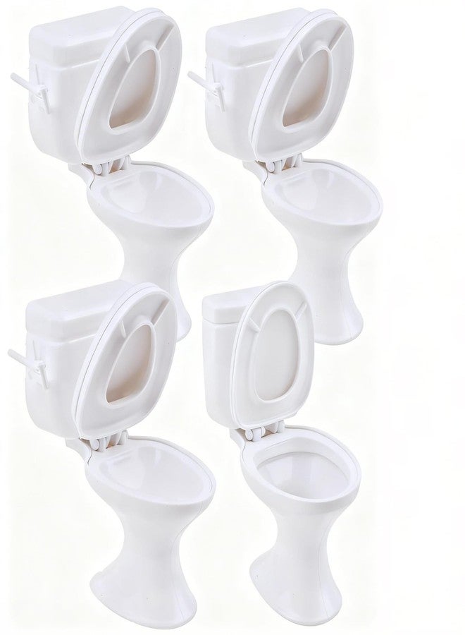 Pluzmecalm 4pcs Mini Toilet Seat Toy, Doll House Furniture 1:12 Miniature Classic Bathroom Toilet Toy Tiny Cake Topper Bathroom Furniture Dollhouse Accessories - Image 1