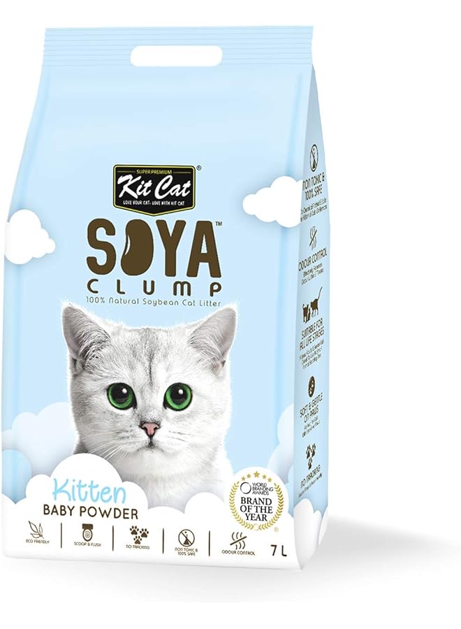 Kit Cat Soyaclump Litter Baby Powder 7L Kitten - Image 1