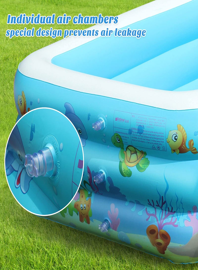 Excefore Inflatable Swimming Pools Paddling Pool for Toddlers Kids Rectangle Inflatable Swimming Pool for Kids Baby Paddling Pool for Garden Backyard OutdoorEasy to Inflate150 cm x 106 cm x 48 cm - Image 2