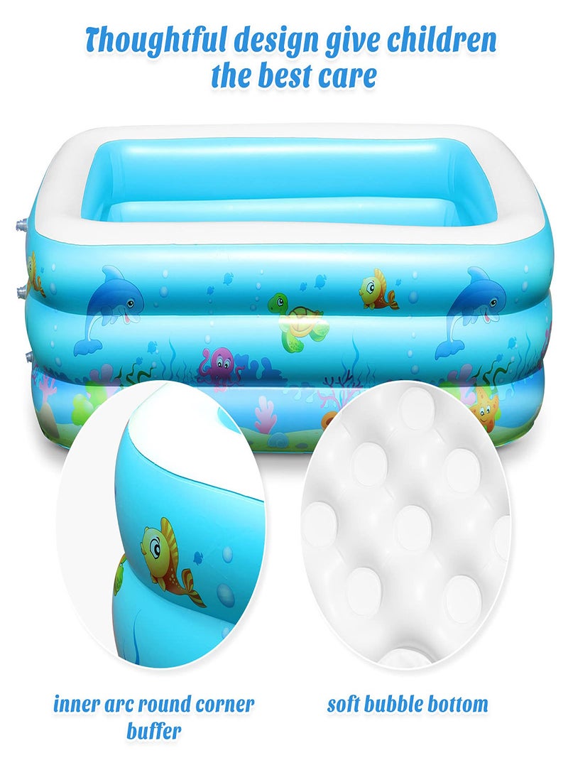Excefore Inflatable Swimming Pools Paddling Pool for Toddlers Kids Rectangle Inflatable Swimming Pool for Kids Baby Paddling Pool for Garden Backyard OutdoorEasy to Inflate150 cm x 106 cm x 48 cm - Image 3